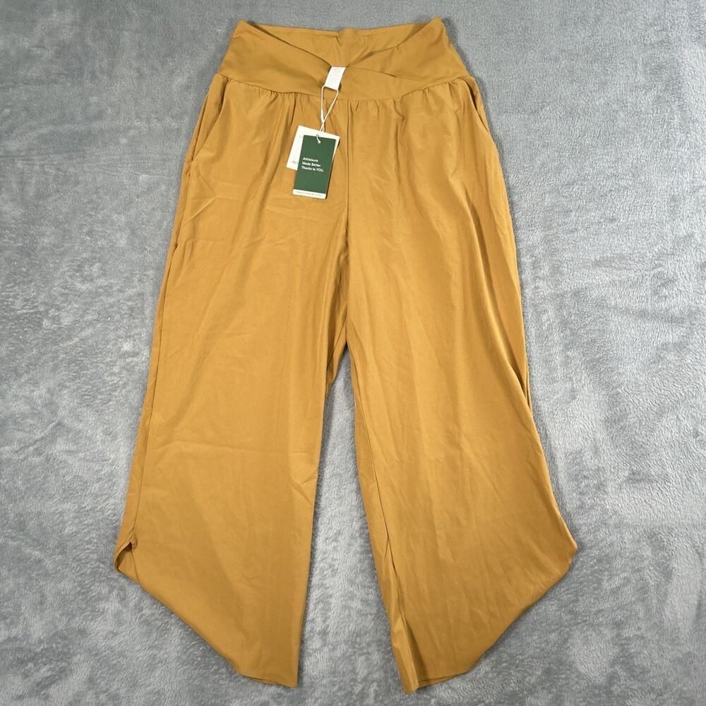 Halara Breezeful Resort Pants Womens Medium Mustard High Waist Quick Dry NWT